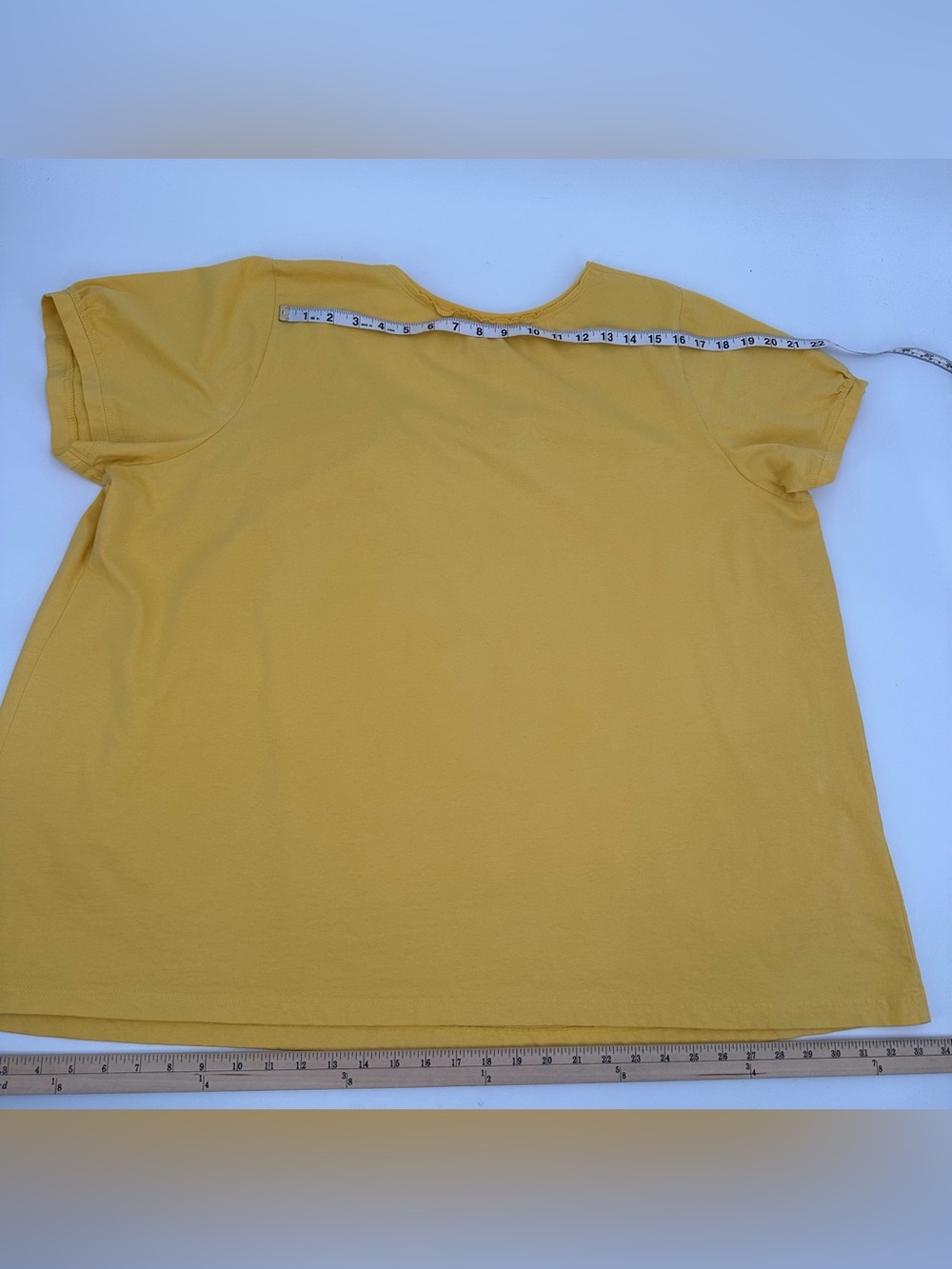 Woman Within Tee Womens 2X 26/28 Plus Yellow Gathered Scoop Neck Short Slv Top - Picture 10 of 11